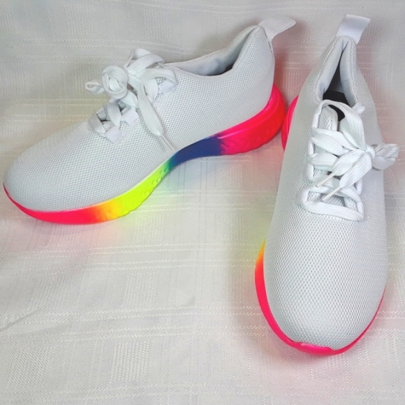 SHOES Women Sneakers Rainbow White Lightweight Casual Shoes Size 7 - Picture 11 of 13